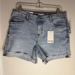 Kensie Light Blue Distressed Denim Cutoff Shorts